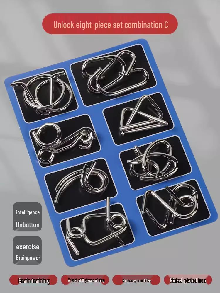 

Подарок на День защиты детей: Набор головоломок из девяти звеньев для детей 6-12 лет - Обучающая и снимающая стресс игрушка