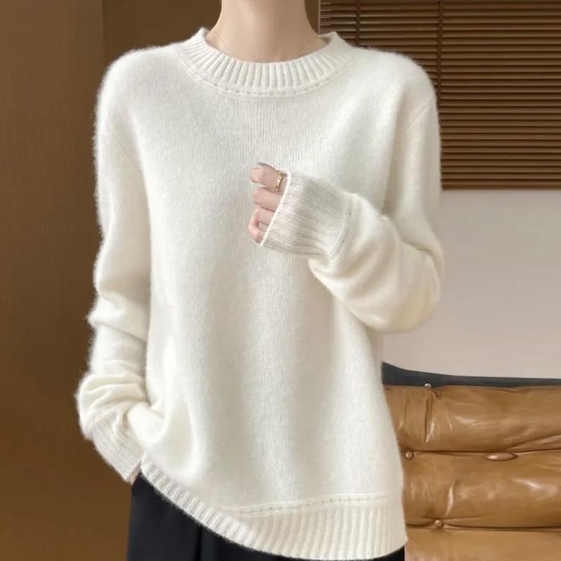 Svetr pro ženy Podzim Zima Zesílený Pulovr Teplý Jednobarevný Pružný Dlouhý Rukáv Oversize Svetr Topy