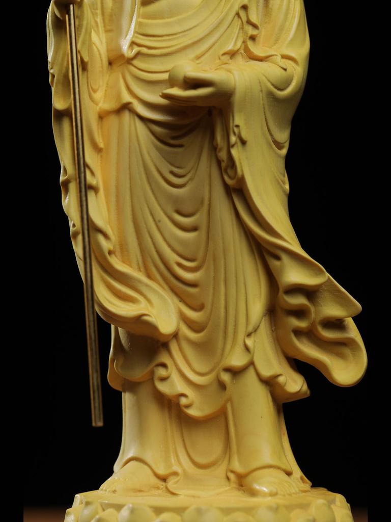 Wooden Buddhist Statue [Standing Jizo Bodhisattva], a Guardian Deity for Safe Childbirth and Child-rearing, Suitable for Buddhist Altars and Buddhist