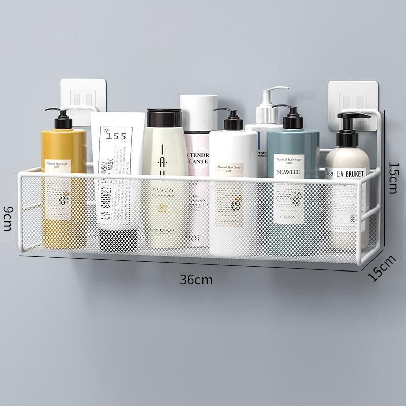 Wall-mount Bathroom Shelf Shower Shampoo Rack Toilet Accessories Kitchen Free Punch Condiment Storage Basket Bathroom Organizer