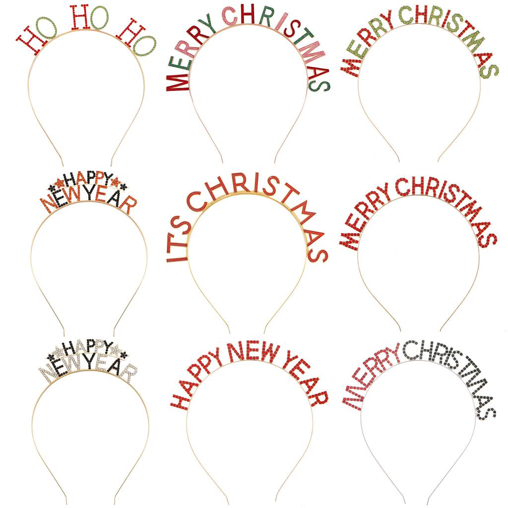 Christmas New Year Headband MERRY CHRISTMAS Alloy Rhinestone Knotted Letter Headband Atmosphere 2026
