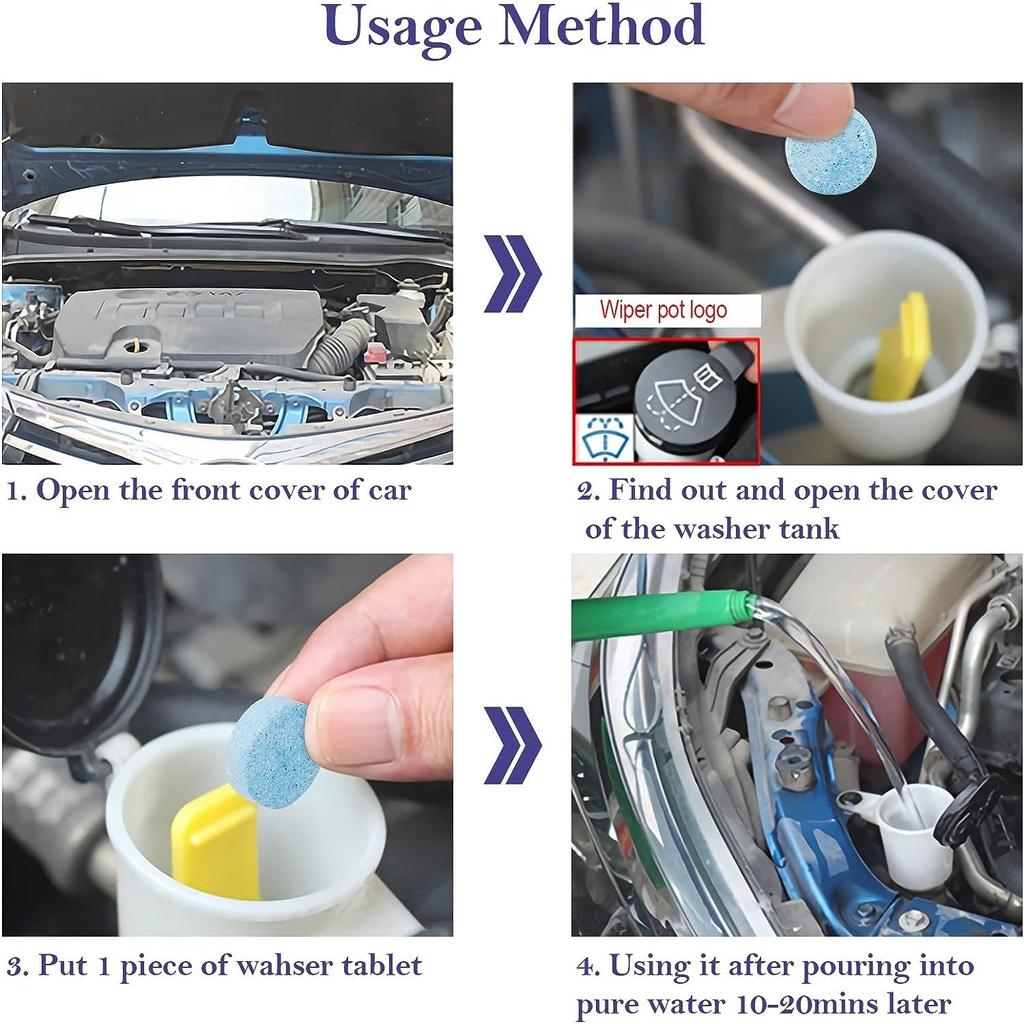 Windscreen Cleaner Tablets, 10Pcs Windscreen Cleaner Tabs, Multifunctional Concentrated Glass Cleaner Effervescent Tablets for Car Kitchen Windows