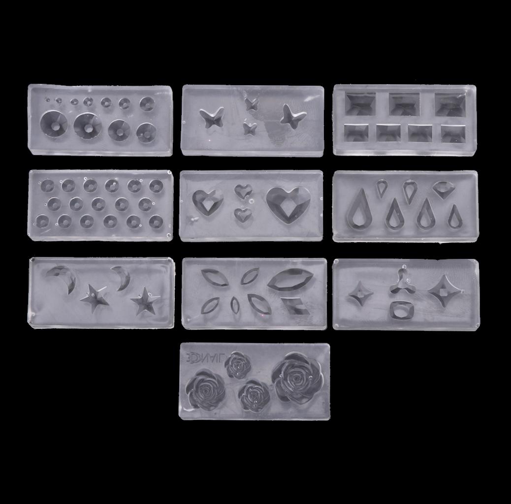 10Pcs/set Moon Star Shape 3D Silicone Mold Nails Art Carving Mold for DIY Art 1