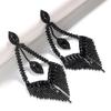 Black Large Geometric Rhinestone Dangle Earring for Women Statement Accessories Drop Crystal Tassel Earrings Party Jewelry