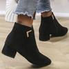 Fashion 2025 Spring Autumn Fashion Faux Suede Ankle Boots Women Solid Color Zipper Boots Woman Metal Decoration Pointed Toe Botas Lady