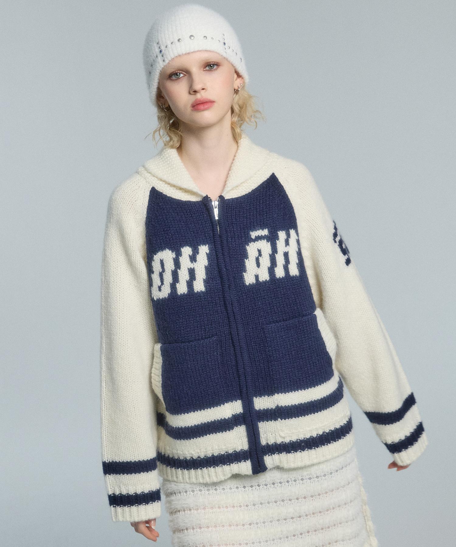 Uah 28 Wool Knit Zip-Up (Navy) Free