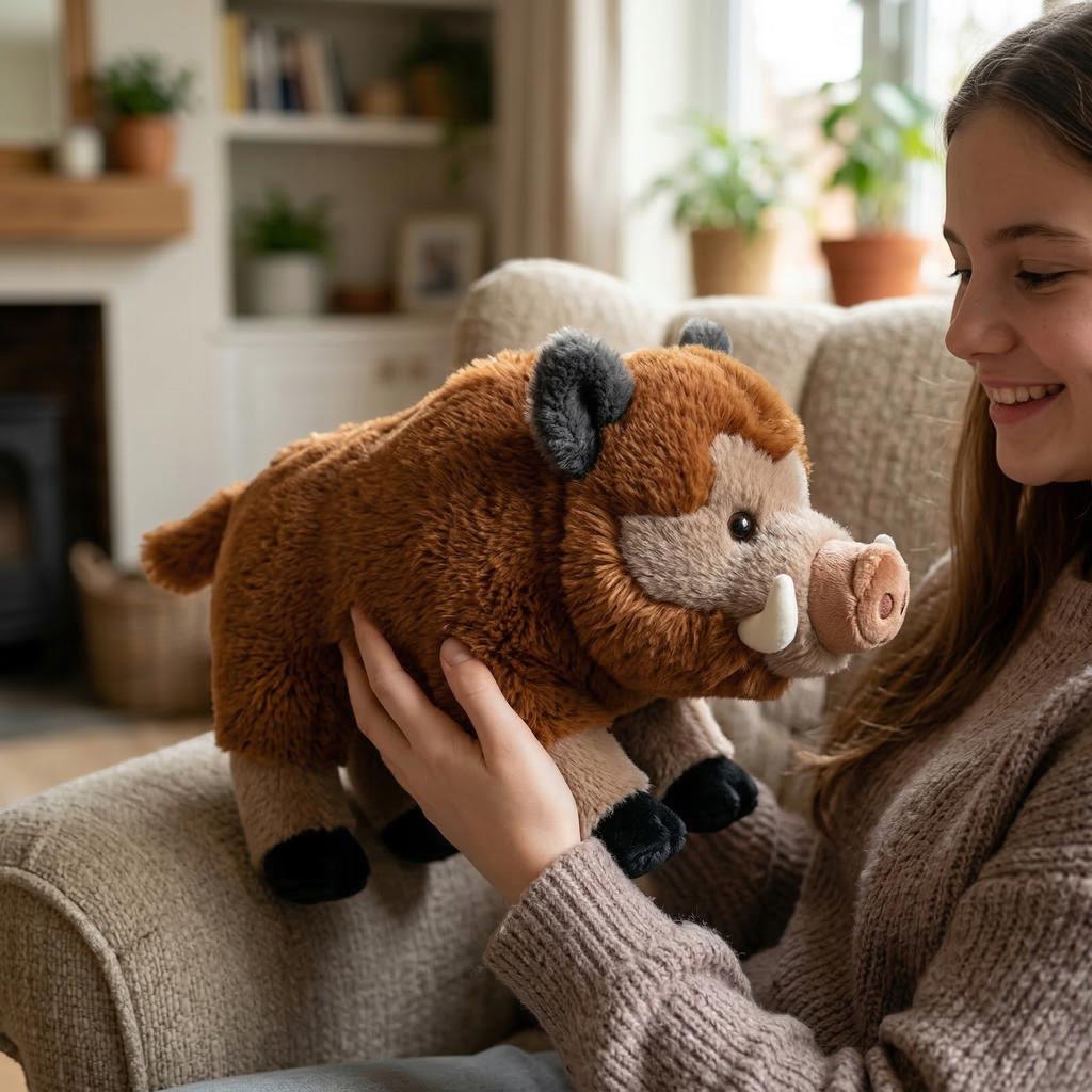 Plush Cuddly Toy Wild Boar Brown Pumba Gift for Children 30cm