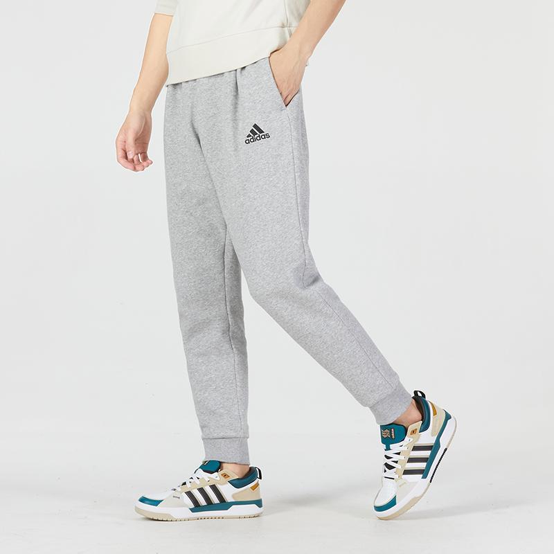 Adidas Essential Trefoil Knit Joggers Men Pants Gray HL6877