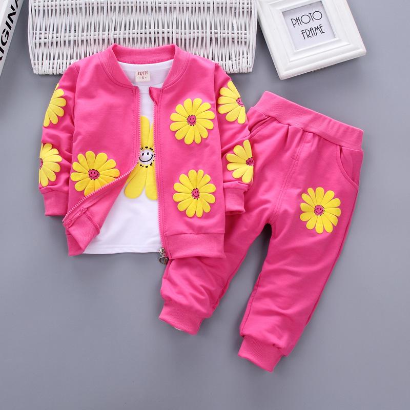Spring & Autumn Fashion 3-Piece Set for Baby Girls: New Style Children's Clothing