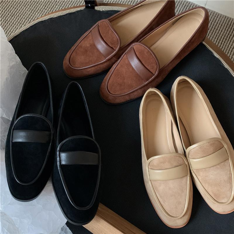 Fashion 2025 New Spring Suede Leather Women Shoes Casual Slip-On Loafers Comfortable Simple Shoes Round Toe Shoes Woman Zapatos De Mujer