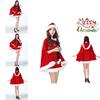 Atemberaubender Damen Weihnachts-Rot-Samt Nikolaus Umhang Kapuze Xmas Cosplay Kostüm