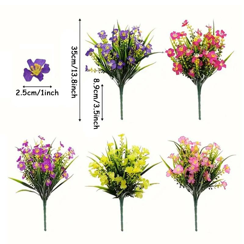 1pc Outdoor Artificial Flowers UV Resistant Fake Plant for Garden Yard Wedding Decor Spring Summer Shrub Plastic Flowers