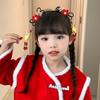 Flower Tassel Hanfu Wig Headband Chinese Style New Year Headdress  Children