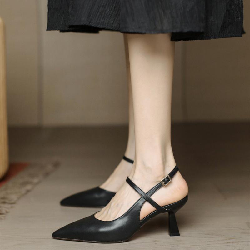 Nude Peep-Toe Stiletto Sandals for Women - Pointed Toe, Hollow Design, Bridesmaid Shoes for Summer and Autumn