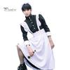 1 Set Maid Cosplay Dress Set Includes Apron Headband Bow And Socks Unisex A-Line Calf-Length Contrast Color Ruffle Dress Parties Photography Servant