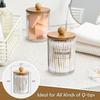 Qtip Holder Dispenser with Bamboo Lids,Clear Plastic Containers for Vanity Makeup Organizer Storage,Cotton Swab,Ball,Pads,Floss