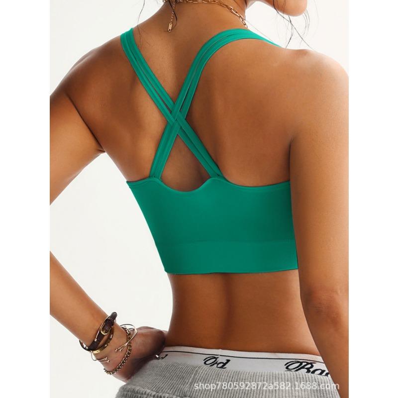 Women's Light Blue Mesh Patchwork Racerback Sports Bra High Impact Yoga Workout Bra
