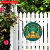 2D Flach 20cm 1Stück Eid Mubarak prächtige Moschee & Laternen Muster Gute Qualität Runder Holzanhänger, Grüner Retro verzierter Stil Eid Dekoration zum Feiern