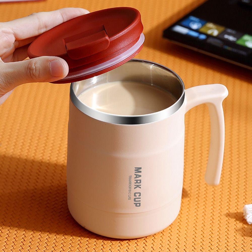Double-layer Cold Water Drinks Tumbler Non-Slip Handle Thermal Mug Reusable Tea Milk Cups  Outdoor
