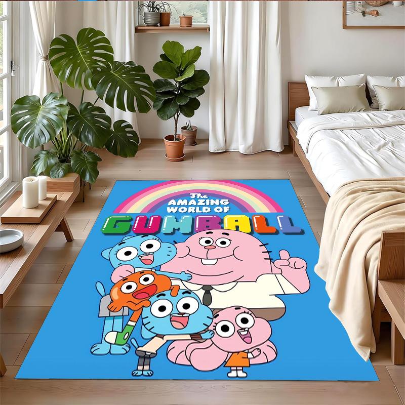 Rutschfeste Kristall-Samt-Fußmatte, Teppich im Amazing World of Gumball Design für Innenbereiche, Wohnzimmer, Schlafzimmer, Heimdekoration