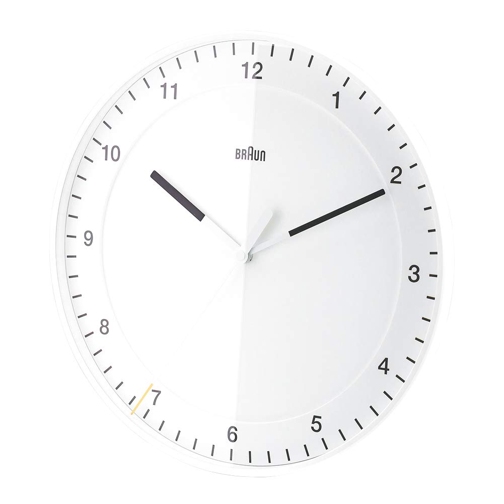 BRAUN BC17W White Classic Large Analogue Wall Clock, Analog Wall Clock, Brand Name, Interior Design [Parallel Import]