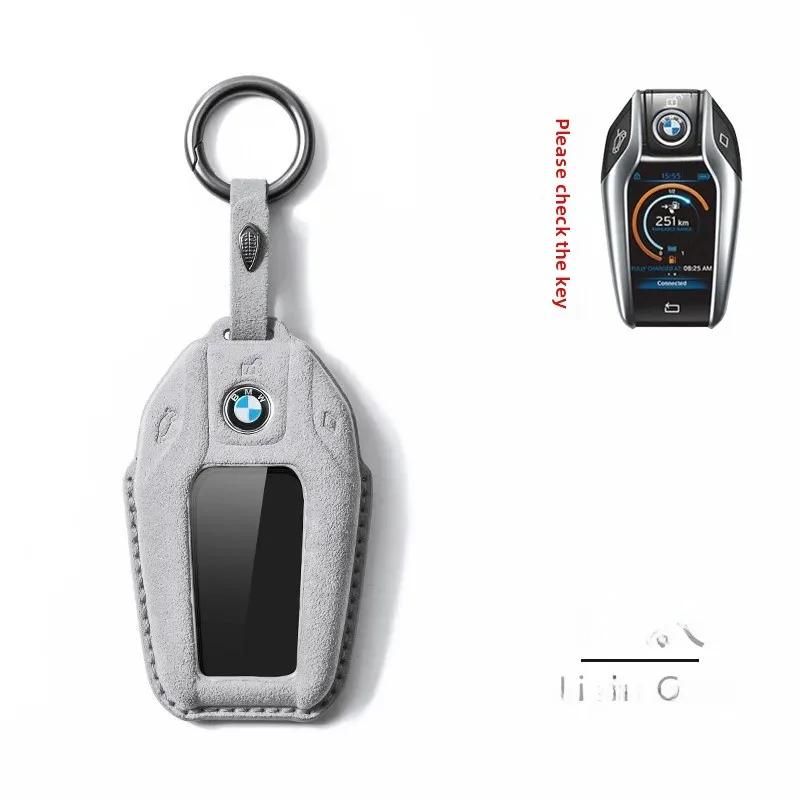 BAAWW1 BMW Car Key Cover Liquid Crystal Screen Protector Blade Buckle Case for 7 Series 740 730 535 X5 6 7 Luxury Automobile Key Holder