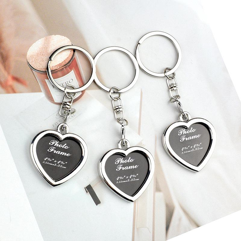 Double-Sided Heart-Shaped Photo Keychain - Couples' Keepsake Gift