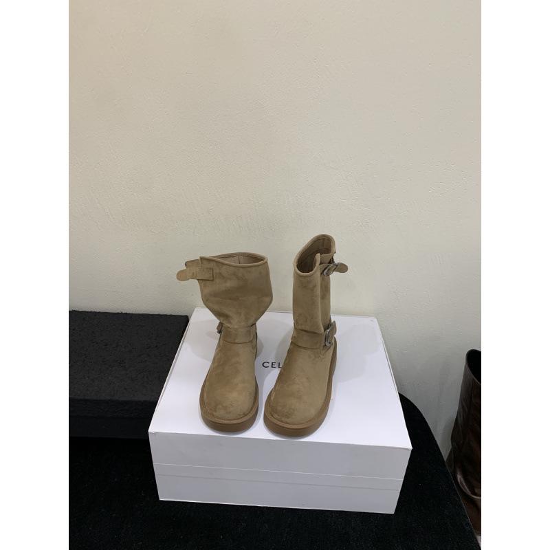 

2025 autumn new retro metal buckle thick heel platform Martin boots western pile short boots 39 хаки