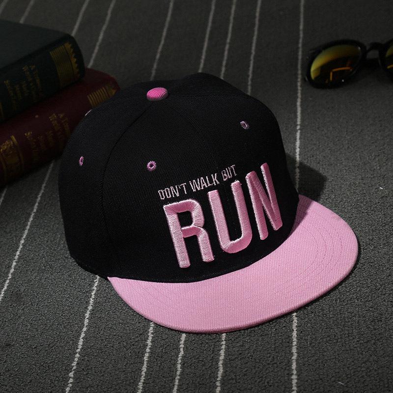 RUN Letter Embroidery Korean Style Flat Brim Baseball Cap – Unisex Spring/Summer Street Dance and Sun Protection Hat