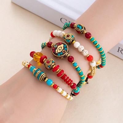 Ethnic Style Bracelet Women's Retro Woven Hand Rope Ancient Creative Bell Bohemian Style Bracelet
