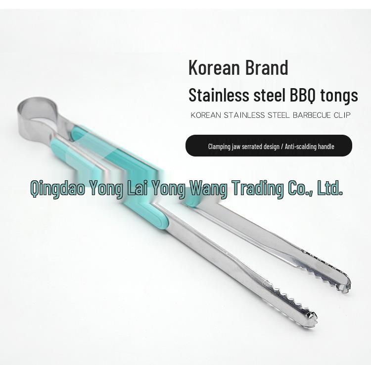 Korean Style Stainless Steel BBQ and Baking Tongs - Multi-purpose Food and Bread Tongs for Grilling