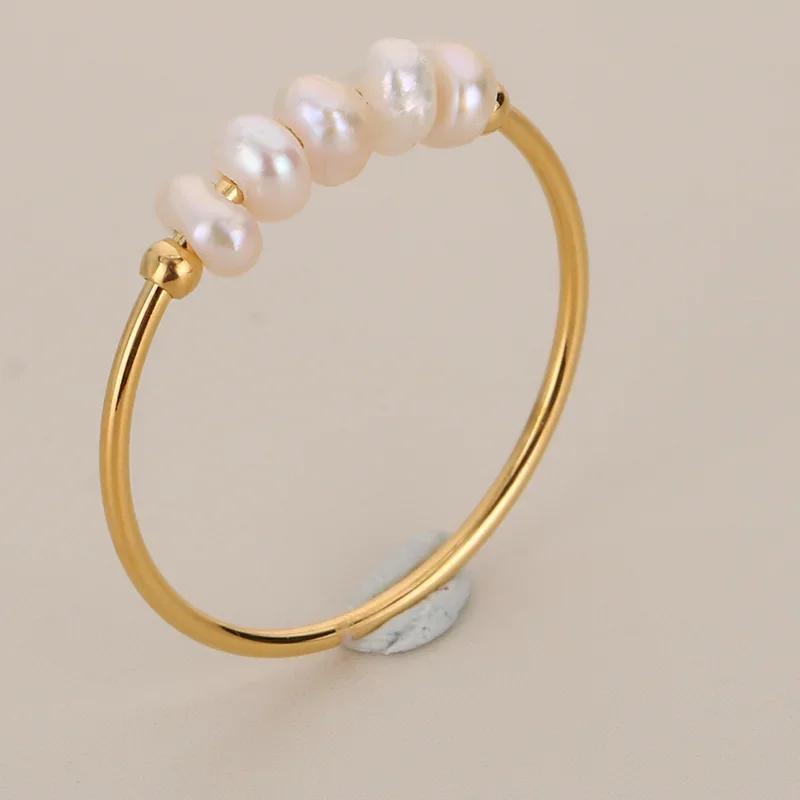 Exquisite Shell Imitation Pearl Women's Rings Light Stainless Steel Rings For Ladies Party Wedding Bands Jewelry
