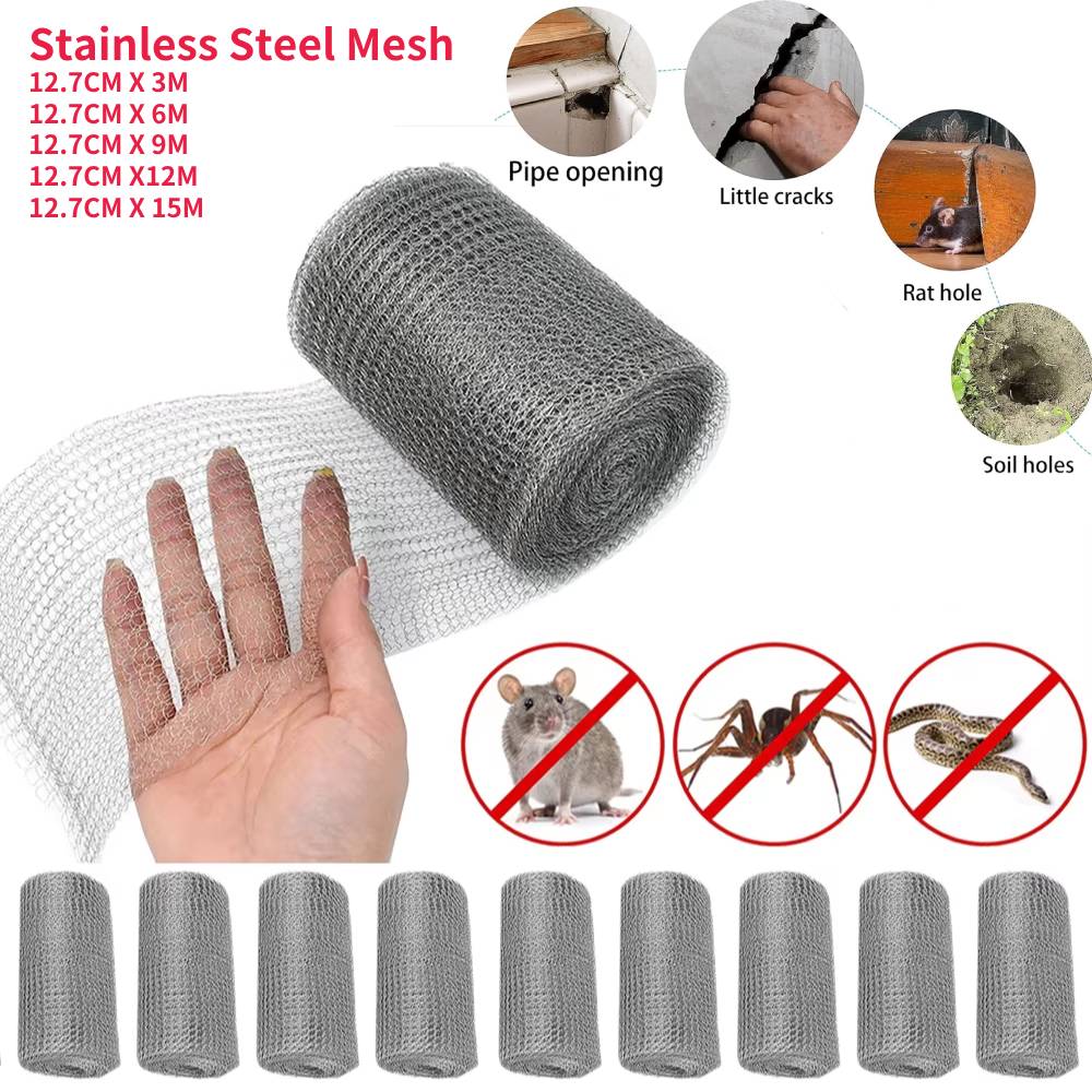 3/6/9/12/15M Filter Wire Mesh Rabbit Rodent Protection Stainless Steel Mesh Insect Screen Pest Protection Mesh for Hole Filler