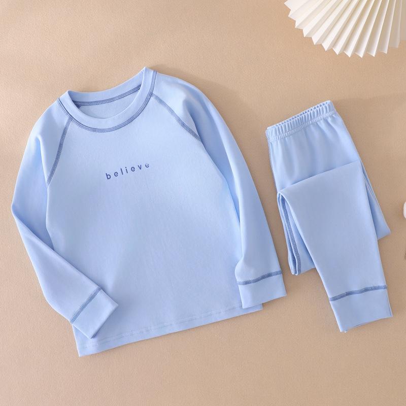 

Детский комплект термобелья из мягкого велюра из 100% хлопка для учеников начальной и средней школы S небесно-голубой