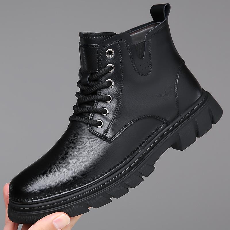 Winter Men's Thermal Boots High Top Warm Lined Anti-Slip Casual Shoes Retro Ankle Boots Non-Slip Comfortable Outdoor Snow Boots