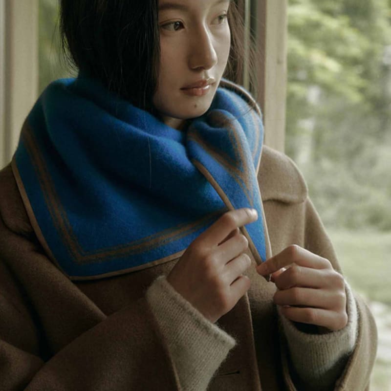 SAGEMENT EDAN COLOR SCHEME Wool MUFFLER_BLUE-BROWN