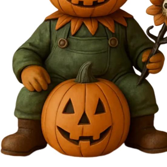 Pumpkin Man Figurine Scary Halloween Pumpkin Head Scarecrow Statue with Skull Sunflower Mini Desktop Ornament for Indoor Tabletop Mantel