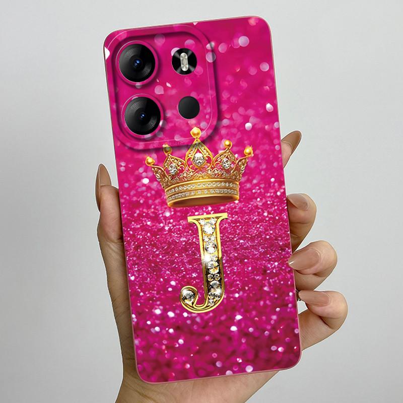 For Tecno Pop 7 Pro Pop7 BF6 BF7 Phone Case Crown Letter Back Cover Soft Liquid Silicone Fundas For Tecno Spark GO 2023 Bumper