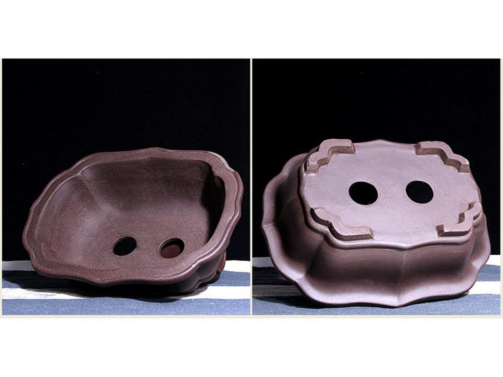 Extra-Large Breathable Purple Clay Square Bonsai Pot for Succulents and Green Plants