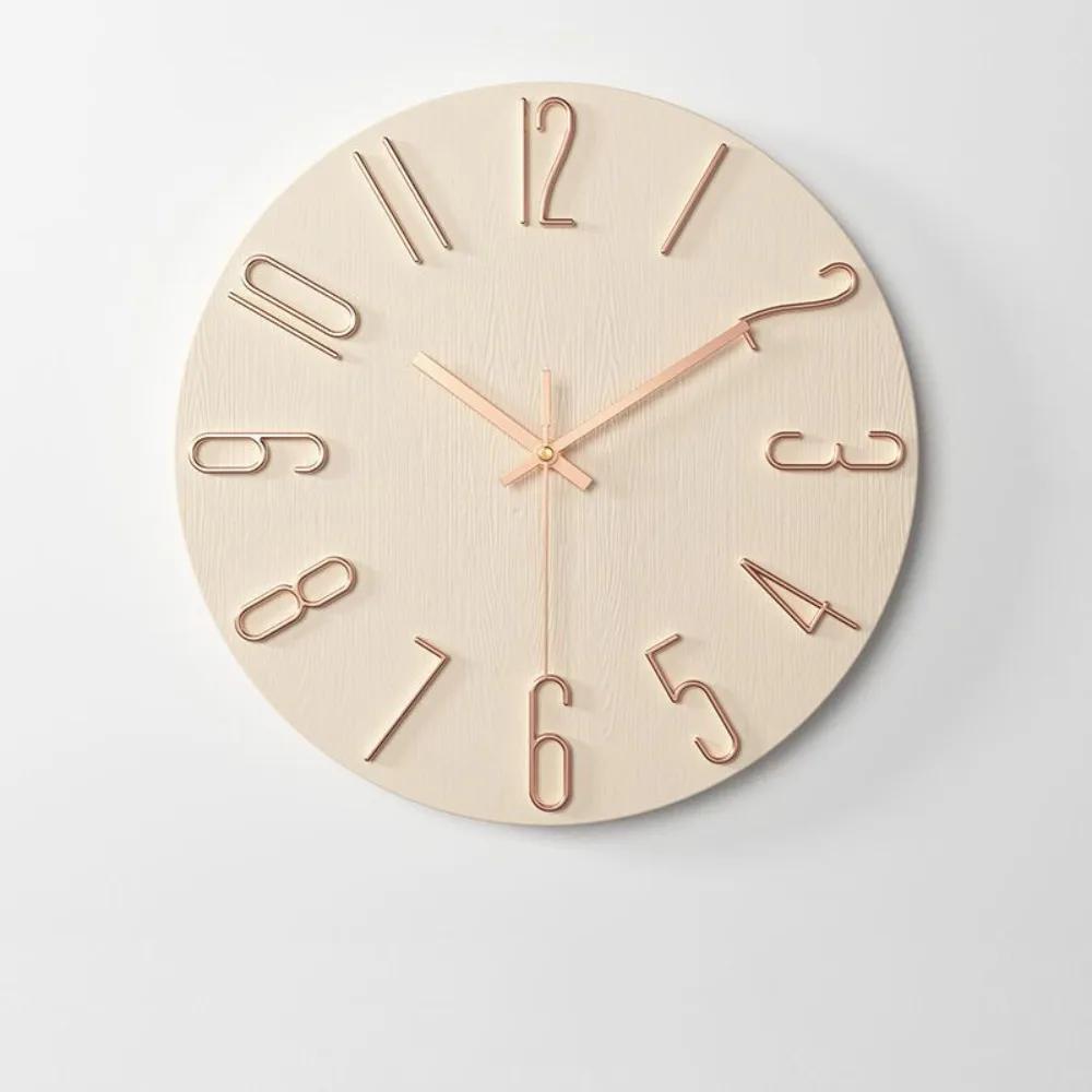 12inch Wall Hanging Clock Round Shape 3D Number Decorative Wall Clock Easy Installation Silent Scale Clock Home Decoration