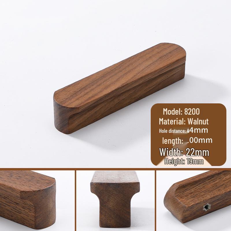 Japanese Minimalist Walnut Handle Solid Wood Cabinet and Wardrobe Drawer Handle