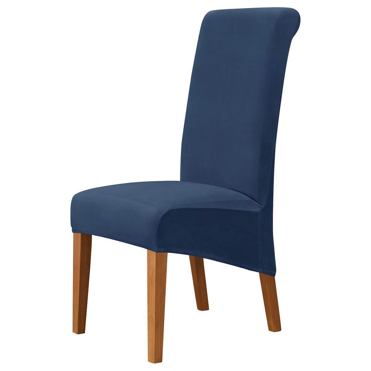 

Чехол для стула с высокой спинкой из бархата Silver Fox Velvet Velvet Fabric Elastic Home Hotel Dining Chair 22*18*5cm темно-синий