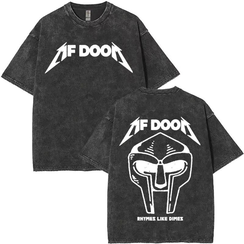 Rapper Mf Doom Turné 2026 Vintage Prané Trička Pánská Dámská Móda Oversized Trička Y2K Hip Hop Gotická Krátký Rukáv Trička