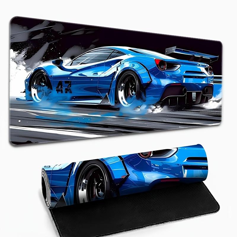 XL Blue Sports Car Pattern Mouse Pad Large Desktop Mat Anti-Slip Rubber Base HD Printed Gaming MousePad Aptop Office Accessories