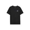 Solid Color Logo Print Crew Neck Regular T-Shirt Unisex Tops Black L122U166