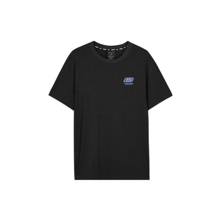 Skechers Solid Color Logo Print Crew Neck Regular T-Shirt Unisex Tops Black L122U166 S