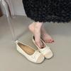 Beige High-end British Style Flat-bottomed Ballet Women's Shoes 2025 New Summer Skirt Versatile Mary Jane Single Shoes