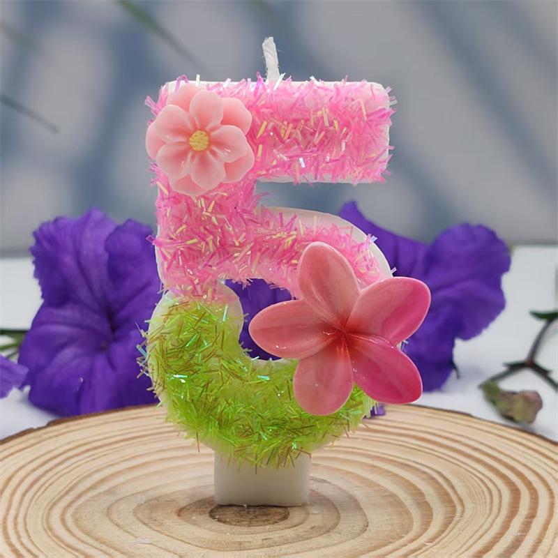 Creative Design Birthday Cake Frangipani Digital Candle Independent Packaging Party Decoration Handmade DIY Candle