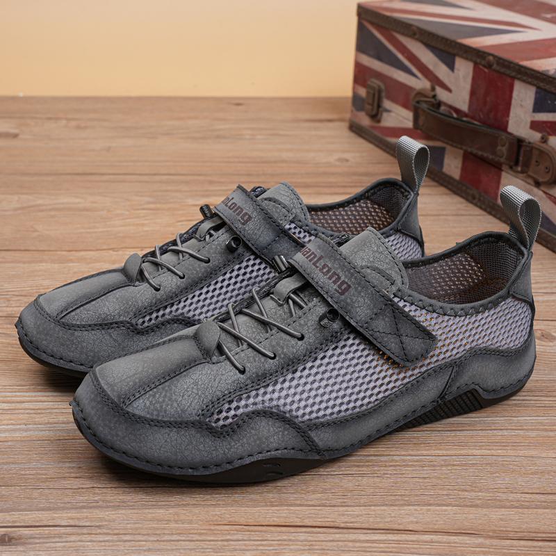 

Fashion Spring and Summer Men s Breathable Soft Soled Casual Bean Shoes Fashion Brand Men Outdoor Comfortable Mesh Casual Leather Shoes 48 серый