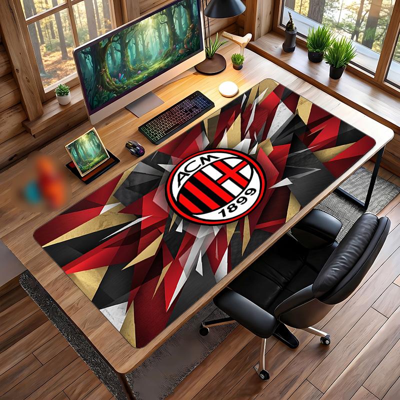 Tappetino per Mouse Grande Stampato AC Milan, Tappetino Morbido in Gomma Antiscivolo per Scrivania da Gioco per Ufficio Laptop Computer Decorazione